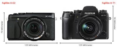 Größenvergleich: Fujifilm X-E2 vs. Fujifilm X-T1 Größenvergleich: Fujifilm X-E2 vs. Fujifilm X-T1