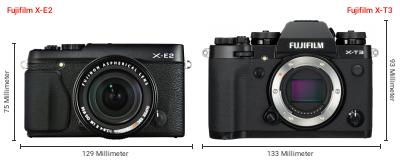 Größenvergleich: Fujifilm X-E2 vs. Fujifilm X-T3 Größenvergleich: Fujifilm X-E2 vs. Fujifilm X-T3