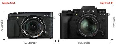 Größenvergleich: Fujifilm X-E2 vs. Fujifilm X-T4