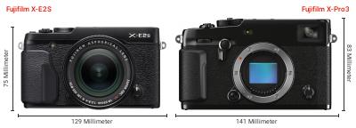 Größenvergleich: Fujifilm X-E2S vs. Fujifilm X-Pro3 Größenvergleich: Fujifilm X-E2S vs. Fujifilm X-Pro3