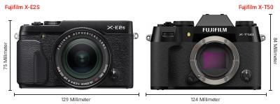 Größenvergleich: Fujifilm X-E2S vs. Fujifilm X-T50