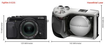Größenvergleich: Fujifilm X-E2S vs. Hasselblad Lunar Größenvergleich: Fujifilm X-E2S vs. Hasselblad Lunar