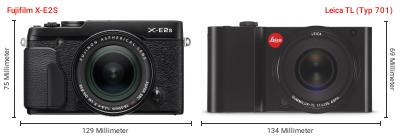Größenvergleich: Fujifilm X-E2S vs. Leica TL (Typ 701) Größenvergleich: Fujifilm X-E2S vs. Leica TL (Typ 701)