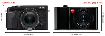 Größenvergleich: Fujifilm X-E2S vs. Leica TL2 (Typ 5370) Größenvergleich: Fujifilm X-E2S vs. Leica TL2 (Typ 5370)
