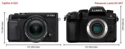 Größenvergleich: Fujifilm X-E2S vs. Panasonic Lumix DC-G97 Größenvergleich: Fujifilm X-E2S vs. Panasonic Lumix DC-G97