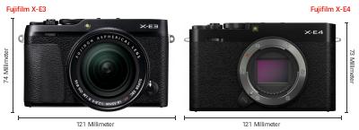 Größenvergleich: Fujifilm X-E3 vs. Fujifilm X-E4