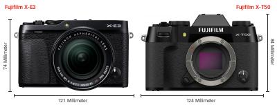 Größenvergleich: Fujifilm X-E3 vs. Fujifilm X-T50