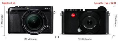 Größenvergleich: Fujifilm X-E3 vs. Leica CL (Typ 7323) Größenvergleich: Fujifilm X-E3 vs. Leica CL (Typ 7323)
