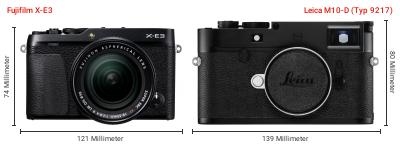 Größenvergleich: Fujifilm X-E3 vs. Leica M10-D (Typ 9217) Größenvergleich: Fujifilm X-E3 vs. Leica M10-D (Typ 9217)