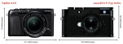 Größenvergleich: Fujifilm X-E3 vs. Leica M10-P (Typ 3656)