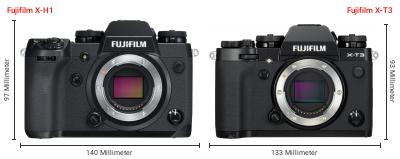 Größenvergleich: Fujifilm X-H1 vs. Fujifilm X-T3 Größenvergleich: Fujifilm X-H1 vs. Fujifilm X-T3