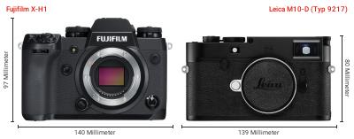 Größenvergleich: Fujifilm X-H1 vs. Leica M10-D (Typ 9217) Größenvergleich: Fujifilm X-H1 vs. Leica M10-D (Typ 9217)
