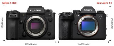 Größenvergleich: Fujifilm X-H2S vs. Sony Alpha 1 II