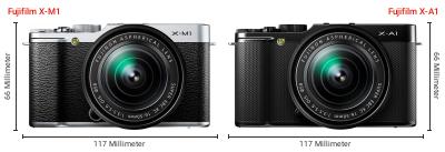 Größenvergleich: Fujifilm X-M1 vs. Fujifilm X-A1 Größenvergleich: Fujifilm X-M1 vs. Fujifilm X-A1