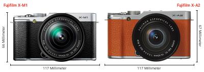 Größenvergleich: Fujifilm X-M1 vs. Fujifilm X-A2 Größenvergleich: Fujifilm X-M1 vs. Fujifilm X-A2