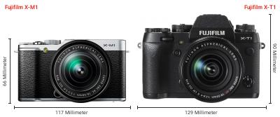 Größenvergleich: Fujifilm X-M1 vs. Fujifilm X-T1 Größenvergleich: Fujifilm X-M1 vs. Fujifilm X-T1