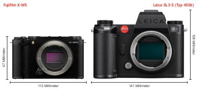 Größenvergleich: Fujifilm X-M5 vs. Leica SL3-S (Typ 4506) Größenvergleich: Fujifilm X-M5 vs. Leica SL3-S (Typ 4506)