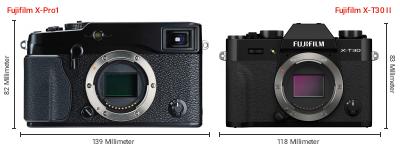 Größenvergleich: Fujifilm X-Pro1 vs. Fujifilm X-T30 II