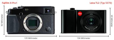 Größenvergleich: Fujifilm X-Pro1 vs. Leica TL2 (Typ 5370)