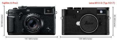 Größenvergleich: Fujifilm X-Pro2 vs. Leica M10-D (Typ 9217) Größenvergleich: Fujifilm X-Pro2 vs. Leica M10-D (Typ 9217)
