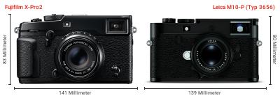 Größenvergleich: Fujifilm X-Pro2 vs. Leica M10-P (Typ 3656) Größenvergleich: Fujifilm X-Pro2 vs. Leica M10-P (Typ 3656)