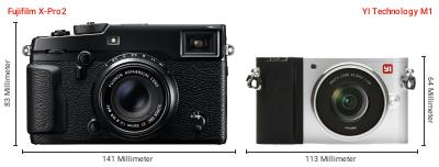 Größenvergleich: Fujifilm X-Pro2 vs. YI Technology M1 Größenvergleich: Fujifilm X-Pro2 vs. YI Technology M1