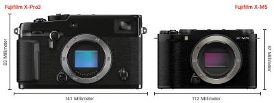 Größenvergleich: Fujifilm X-Pro3 vs. Fujifilm X-M5