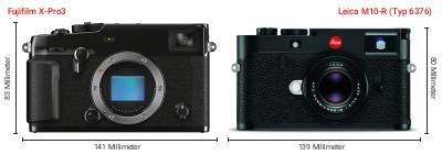Größenvergleich: Fujifilm X-Pro3 vs. Leica M10-R (Typ 6376) Größenvergleich: Fujifilm X-Pro3 vs. Leica M10-R (Typ 6376)