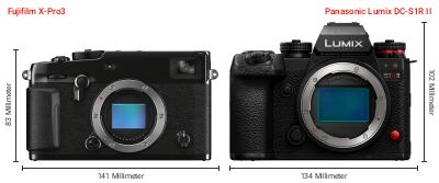 Größenvergleich: Fujifilm X-Pro3 vs. Panasonic Lumix DC-S1R II