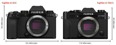 Größenvergleich: Fujifilm X-S10 vs. Fujifilm X-T30 II Größenvergleich: Fujifilm X-S10 vs. Fujifilm X-T30 II
