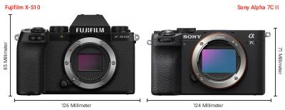 Größenvergleich: Fujifilm X-S10 vs. Sony Alpha 7C II