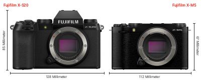 Größenvergleich: Fujifilm X-S20 vs. Fujifilm X-M5 Größenvergleich: Fujifilm X-S20 vs. Fujifilm X-M5