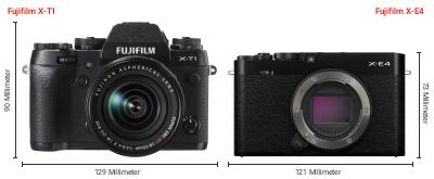 Größenvergleich: Fujifilm X-T1 vs. Fujifilm X-E4