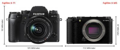 Größenvergleich: Fujifilm X-T1 vs. Fujifilm X-M5 Größenvergleich: Fujifilm X-T1 vs. Fujifilm X-M5