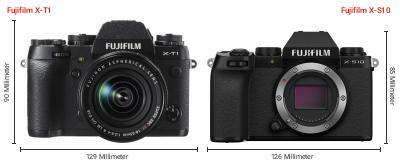 Größenvergleich: Fujifilm X-T1 vs. Fujifilm X-S10 Größenvergleich: Fujifilm X-T1 vs. Fujifilm X-S10