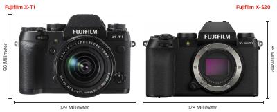 Größenvergleich: Fujifilm X-T1 vs. Fujifilm X-S20 Größenvergleich: Fujifilm X-T1 vs. Fujifilm X-S20