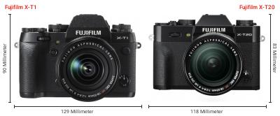 Größenvergleich: Fujifilm X-T1 vs. Fujifilm X-T20 Größenvergleich: Fujifilm X-T1 vs. Fujifilm X-T20