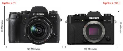 Größenvergleich: Fujifilm X-T1 vs. Fujifilm X-T30 II Größenvergleich: Fujifilm X-T1 vs. Fujifilm X-T30 II