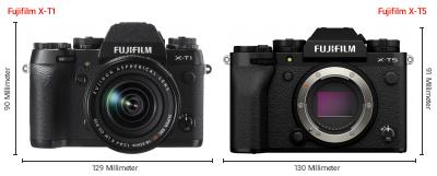 Größenvergleich: Fujifilm X-T1 vs. Fujifilm X-T5 Größenvergleich: Fujifilm X-T1 vs. Fujifilm X-T5