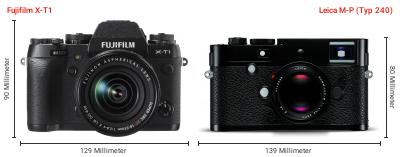Größenvergleich: Fujifilm X-T1 vs. Leica M-P (Typ 240) Größenvergleich: Fujifilm X-T1 vs. Leica M-P (Typ 240)