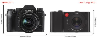 Größenvergleich: Fujifilm X-T1 vs. Leica TL (Typ 701) Größenvergleich: Fujifilm X-T1 vs. Leica TL (Typ 701)