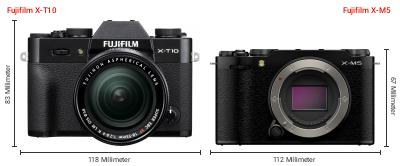 Größenvergleich: Fujifilm X-T10 vs. Fujifilm X-M5 Größenvergleich: Fujifilm X-T10 vs. Fujifilm X-M5