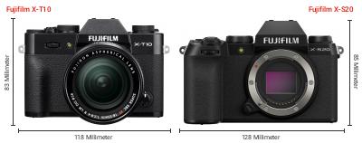Größenvergleich: Fujifilm X-T10 vs. Fujifilm X-S20 Größenvergleich: Fujifilm X-T10 vs. Fujifilm X-S20