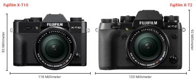 Größenvergleich: Fujifilm X-T10 vs. Fujifilm X-T2 Größenvergleich: Fujifilm X-T10 vs. Fujifilm X-T2