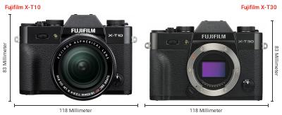 Größenvergleich: Fujifilm X-T10 vs. Fujifilm X-T30 Größenvergleich: Fujifilm X-T10 vs. Fujifilm X-T30