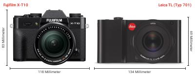 Größenvergleich: Fujifilm X-T10 vs. Leica TL (Typ 701) Größenvergleich: Fujifilm X-T10 vs. Leica TL (Typ 701)