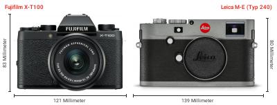 Größenvergleich: Fujifilm X-T100 vs. Leica M-E (Typ 240) Größenvergleich: Fujifilm X-T100 vs. Leica M-E (Typ 240)