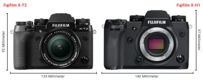Größenvergleich: Fujifilm X-T2 vs. Fujifilm X-H1 Größenvergleich: Fujifilm X-T2 vs. Fujifilm X-H1