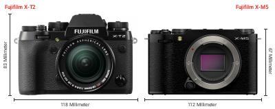 Größenvergleich: Fujifilm X-T2 vs. Fujifilm X-M5 Größenvergleich: Fujifilm X-T2 vs. Fujifilm X-M5