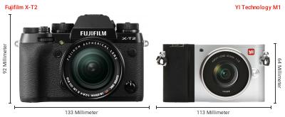 Größenvergleich: Fujifilm X-T2 vs. YI Technology M1 Größenvergleich: Fujifilm X-T2 vs. YI Technology M1
